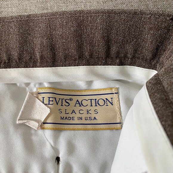 Vintage Levi's Action Slacks Dress Pants Men's 34 x 29 Mid Rise Brown Office USA - Picture 4 of 14